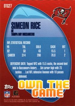 2003 Topps - Own the Game #OTG27 Simeon Rice Back