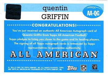 2003 Topps All American - Autographs #AA-QG Quentin Griffin Back