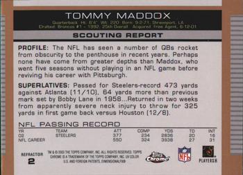 2003 Topps Draft Picks & Prospects - Chrome Gold Refractors #2 Tommy Maddox Back