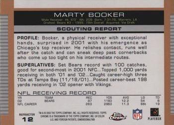 2003 Topps Draft Picks & Prospects - Chrome Gold Refractors #12 Marty Booker Back