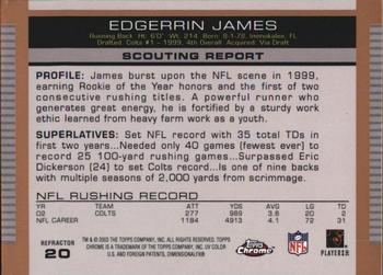 2003 Topps Draft Picks & Prospects - Chrome Gold Refractors #20 Edgerrin James Back