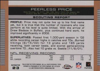 2003 Topps Draft Picks & Prospects - Chrome Gold Refractors #23 Peerless Price Back