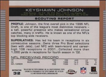 2003 Topps Draft Picks & Prospects - Chrome Gold Refractors #32 Keyshawn Johnson Back