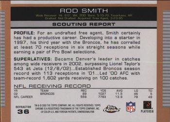2003 Topps Draft Picks & Prospects - Chrome Gold Refractors #36 Rod Smith Back