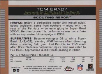 2003 Topps Draft Picks & Prospects - Chrome Gold Refractors #55 Tom Brady Back