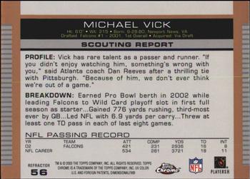2003 Topps Draft Picks & Prospects - Chrome Gold Refractors #56 Michael Vick Back