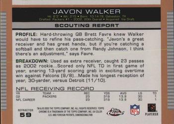 2003 Topps Draft Picks & Prospects - Chrome Gold Refractors #59 Javon Walker Back