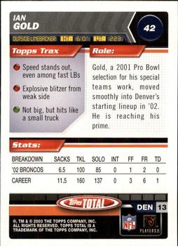 2003 Topps Total - Silver #42 Ian Gold Back