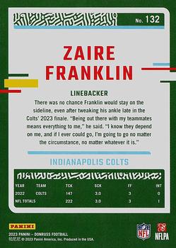 2023 Donruss #132 Zaire Franklin Back