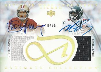 2003 Upper Deck Ultimate Collection - Ultimate Dual Game Jerseys Signed #DJSYV Steve Young / Michael Vick Front