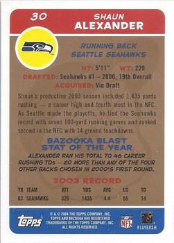 2004 Bazooka - Gold #30 Shaun Alexander Back