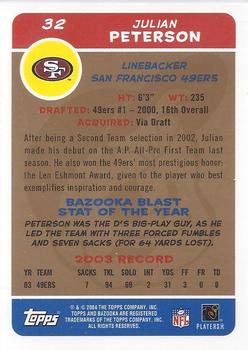 2004 Bazooka - Gold #32 Julian Peterson Back