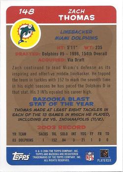 2004 Bazooka - Gold #148 Zach Thomas Back