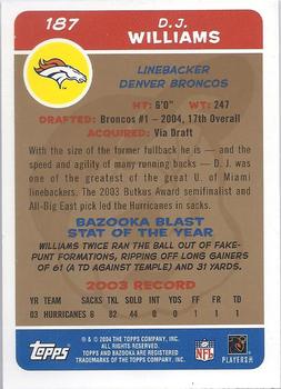 2004 Bazooka - Gold #187 D.J. Williams Back