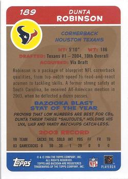 2004 Bazooka - Gold #189 Dunta Robinson Back
