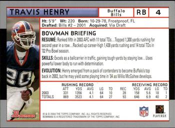2004 Bowman - First Edition #4 Travis Henry Back
