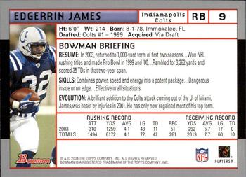 2004 Bowman - First Edition #9 Edgerrin James Back