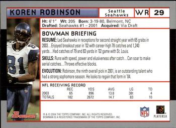 2004 Bowman - First Edition #29 Koren Robinson Back