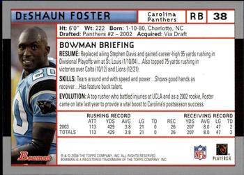 2004 Bowman - First Edition #38 DeShaun Foster Back