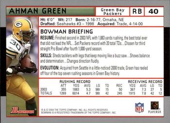 2004 Bowman - First Edition #40 Ahman Green Back