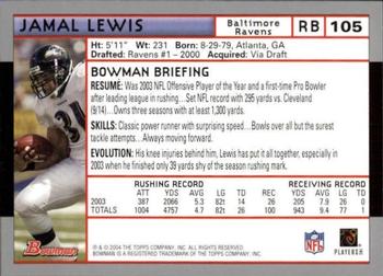 2004 Bowman - First Edition #105 Jamal Lewis Back