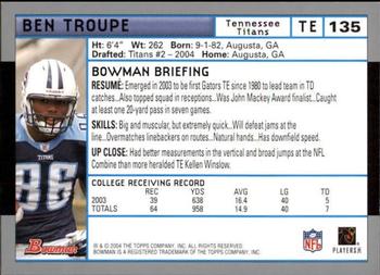 2004 Bowman - First Edition #135 Ben Troupe Back