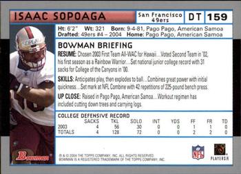 2004 Bowman - First Edition #159 Isaac Sopoaga Back