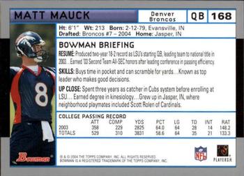 2004 Bowman - First Edition #168 Matt Mauck Back