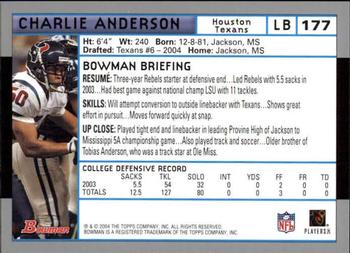 2004 Bowman - First Edition #177 Charlie Anderson Back