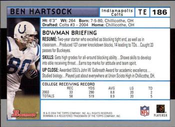 2004 Bowman - First Edition #186 Ben Hartsock Back