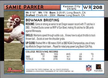 2004 Bowman - First Edition #208 Samie Parker Back