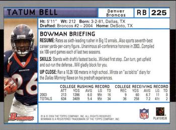 2004 Bowman - First Edition #225 Tatum Bell Back