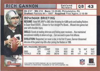 2004 Bowman - Gold #43 Rich Gannon Back