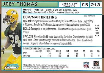 2004 Bowman Chrome - Gold Refractors #213 Joey Thomas Back