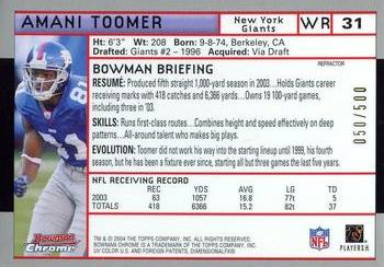 2004 Bowman Chrome - Refractors #31 Amani Toomer Back