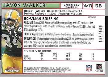 2004 Bowman Chrome - Refractors #58 Javon Walker Back