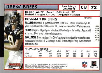 2004 Bowman Chrome - Refractors #73 Drew Brees Back