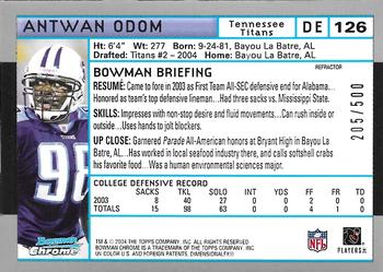2004 Bowman Chrome - Refractors #126 Antwan Odom Back
