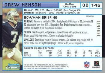 2004 Bowman Chrome - Refractors #145 Drew Henson Back