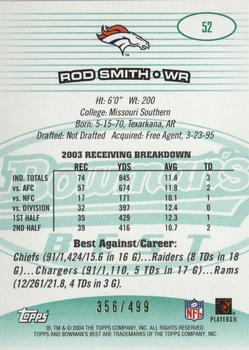 2004 Bowman's Best - Green #52 Rod Smith Back