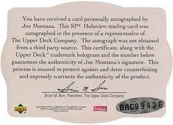 1996 SPx #NNO Joe Montana Back