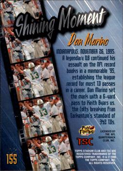 1996 Stadium Club #155 Dan Marino Back