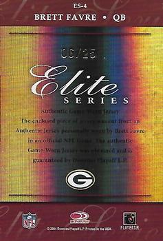 2004 Donruss Elite - Series Jerseys Gold #ES-4 Brett Favre Back