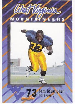 1991 West Virginia Mountaineers Program Cards #26 Sam Mustipher Front
