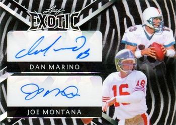 2023 Leaf Exotic - Dual Autographs Crystal Zebra #DA-3 Dan Marino / Joe Montana Front