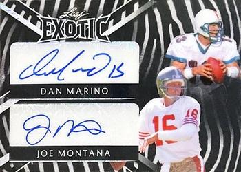 2023 Leaf Exotic - Dual Autographs Mojo Zebra #DA-3 Dan Marino / Joe Montana Front