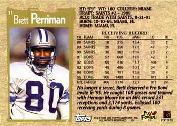 1996 Topps #11 Brett Perriman Back