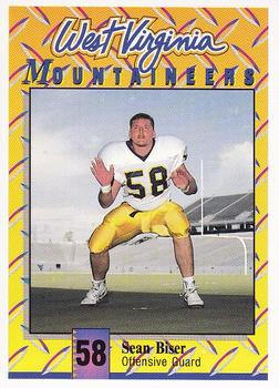 1992 West Virginia Mountaineers Program Cards #5 Sean Biser Front