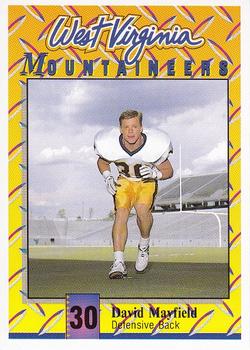 1992 West Virginia Mountaineers Program Cards #28 David Mayfield Front