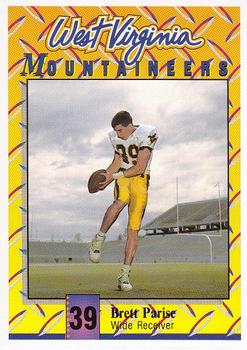 1992 West Virginia Mountaineers Program Cards #34 Brett Parise Front